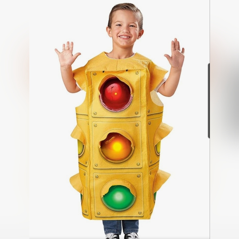 Kids Stoplight Costume with Red, Yellow, and Green Lights Ages 5-7